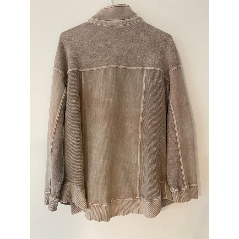 Anthropologie Pilcro & the Letterpress Mixed Media Corduroy Shacket Taupe Medium - Picture 3 of 9